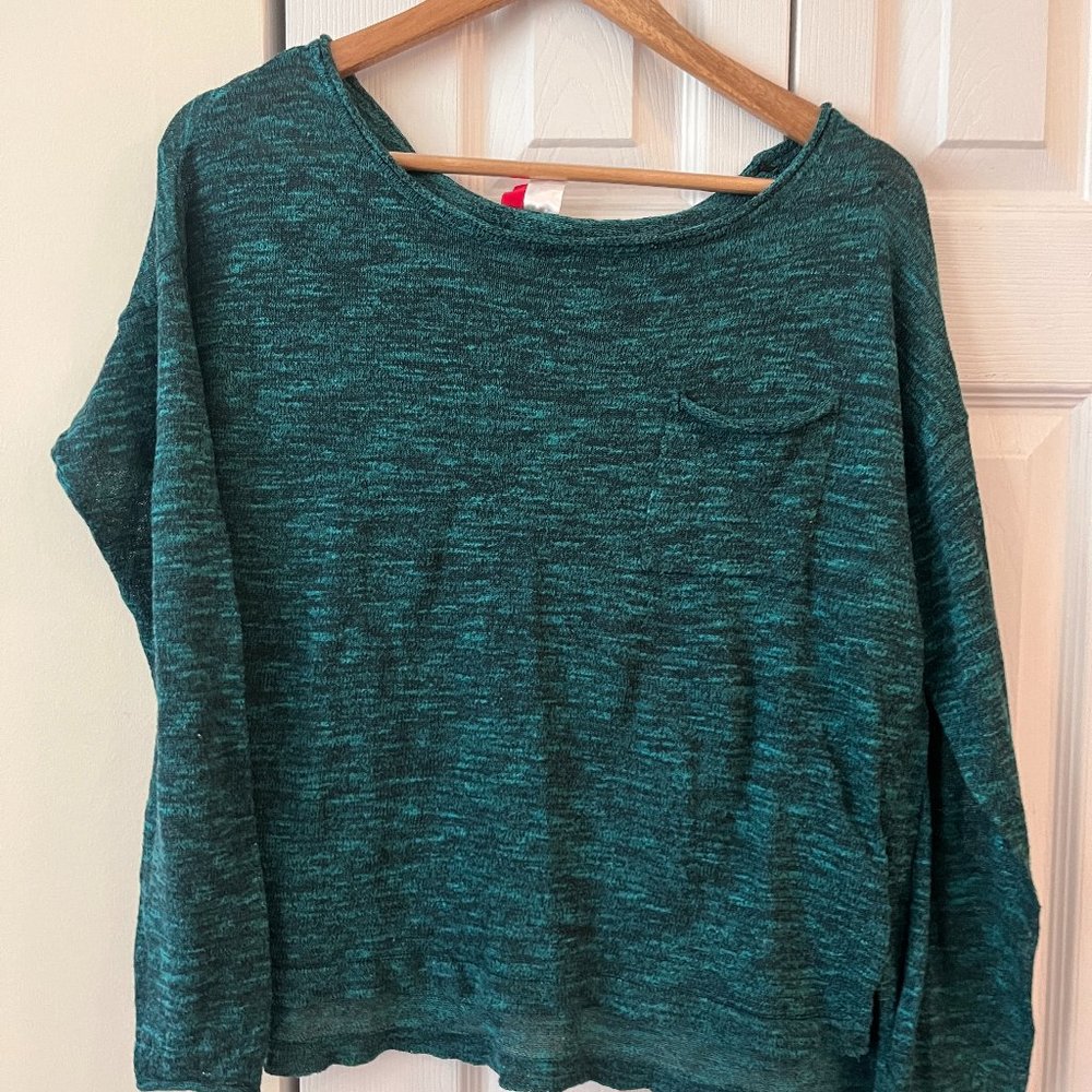 DIVIDED Teal Green Heathered Thin Sweater (size L)